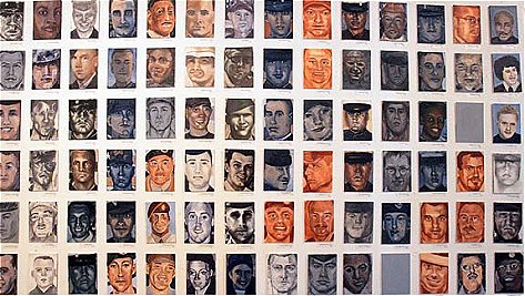 'To Never Forget: Faces of the Fallen' exhibit in remembrance of U.S. military casualties in Iraq.